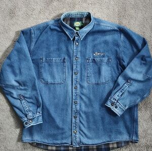 Cabela's Vintage VTG Denim Chore Jacket Flannel Lined Men's XXL Tall 2XT